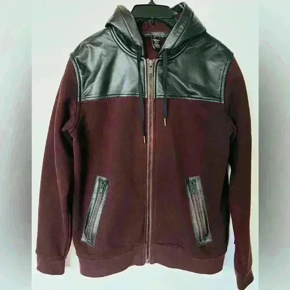 Marc by Marc Jacobs Hooded and Leather/Cotton Jacket
